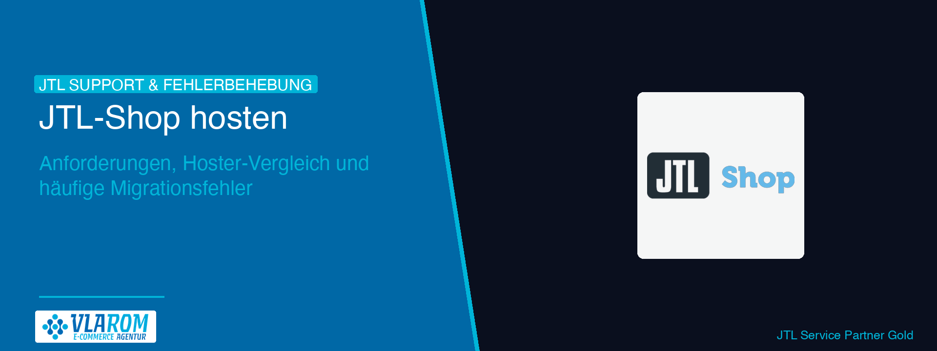 Server-Rack mit JTL-Shop-Logo, Serveranforderungen und Migrationspfeil im Hintergrund