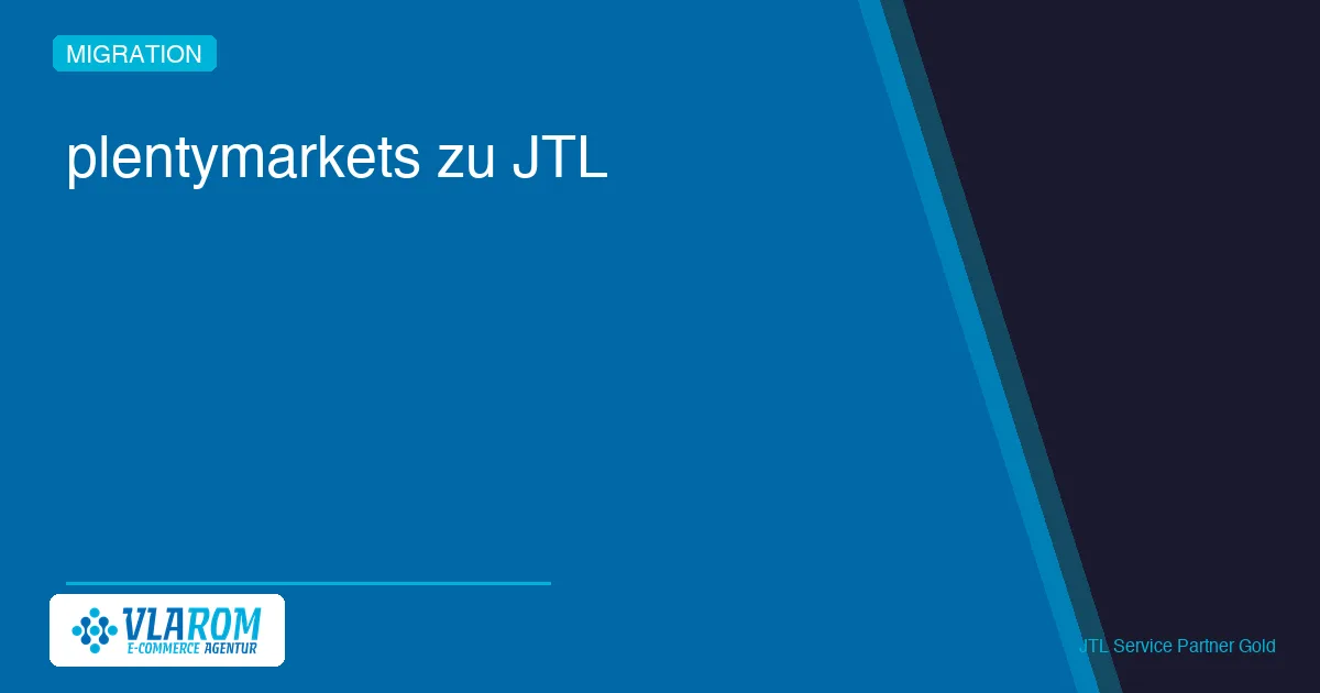 PlentyONE-Oberfläche links, JTL-Wawi rechts, Pfeil dazwischen — Systemwechsel von Plentymarkets zu JTL
