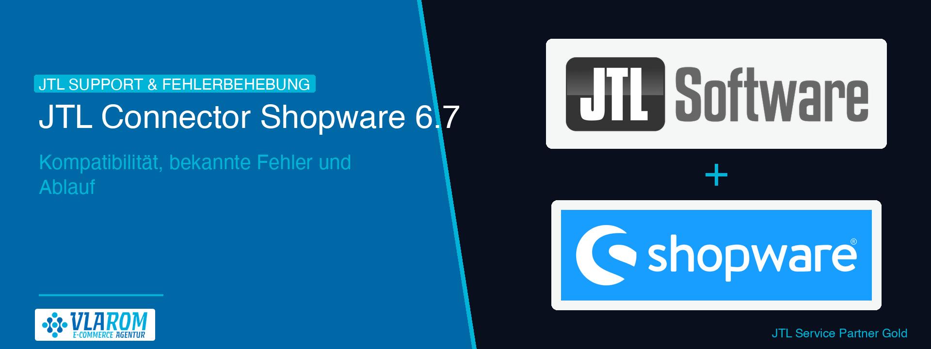 shopware-6-7-connector-jtl-kompatibilitaet-hero-blog JTL Connector Shopware 6.7 Kompatibilität — Logo-Komposition JTL und Shopware