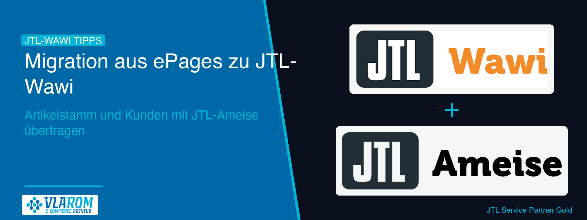 jtl-migration-aus-epages-hero-blog ePages-Exportdatei links, JTL-Ameise Import-Dialog rechts, Migrationspfeil dazwischen